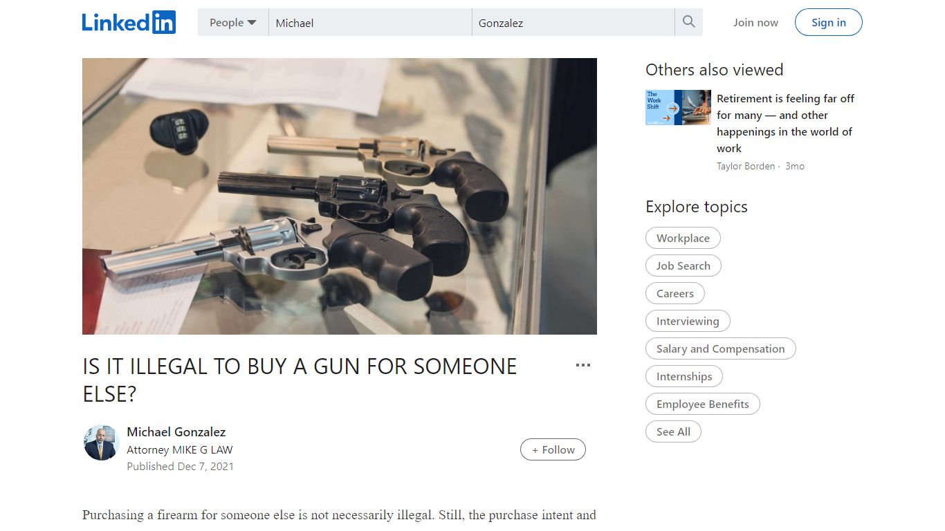 IS IT ILLEGAL TO BUY A GUN FOR SOMEONE ELSE? - LinkedIn